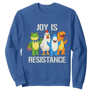 Portland Protest Inflatable Mascot Parade Sweatshirt Joy Is Resistance Resist Frog Shark Chicken Dino TS02 Royal Blue Print Your Wear