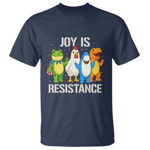 Portland Protest Inflatable Mascot Parade T Shirt Joy Is Resistance Resist Frog Shark Chicken Dino TS02 Navy Print Your Wear