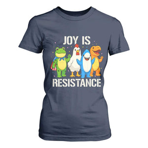 Portland Protest Inflatable Mascot Parade T Shirt For Women Joy Is Resistance Resist Frog Shark Chicken Dino TS02 Navy Print Your Wear