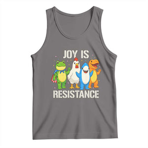 Portland Protest Inflatable Mascot Parade Tank Top Joy Is Resistance Resist Frog Shark Chicken Dino TS02 Deep Heather Print Your Wear
