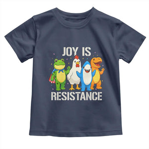 Portland Protest Inflatable Mascot Parade Toddler T Shirt Joy Is Resistance Resist Frog Shark Chicken Dino TS02 Navy Print Your Wear