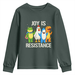 Portland Protest Inflatable Mascot Parade Youth Sweatshirt Joy Is Resistance Resist Frog Shark Chicken Dino TS02 Dark Forest Green Print Your Wear