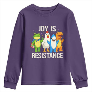 Portland Protest Inflatable Mascot Parade Youth Sweatshirt Joy Is Resistance Resist Frog Shark Chicken Dino TS02 Purple Print Your Wear