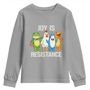 Portland Protest Inflatable Mascot Parade Youth Sweatshirt Joy Is Resistance Resist Frog Shark Chicken Dino TS02 Sport Gray Print Your Wear