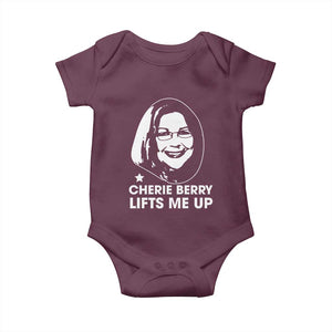 Cherie Berry Lifts Me Up Baby Onesie Elevator Tribute Funny NC Meme TS02 Maroon Print Your Wear