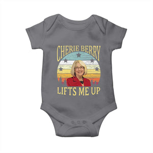 Cherie Berry Lifts Me Up Baby Onesie Retro Vinatge Elevator Tribute Funny NC Meme TS02 Charcoal Print Your Wear