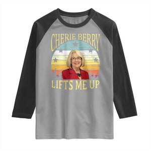 Cherie Berry Lifts Me Up Raglan Shirt Retro Vintage Elevator Tribute Funny NC Meme TS02 Sport Gray Black Print Your Wear