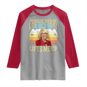 Cherie Berry Lifts Me Up Raglan Shirt Retro Vintage Elevator Tribute Funny NC Meme TS02 Sport Gray Red Print Your Wear