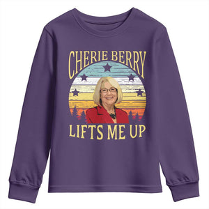 Cherie Berry Lifts Me Up Youth Sweatshirt Retro Vintage Elevator Tribute Funny NC Meme TS02 Purple Print Your Wear