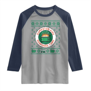 Funny Dumpster Fire Response Team Raglan Shirt Office Party Holiday Chaos Humor TS02 Sport Gray Navy Print Your Wear