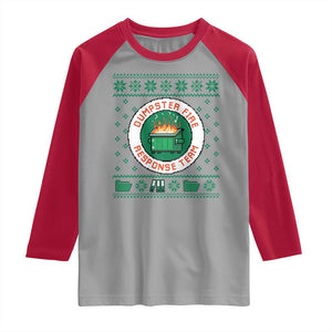 Funny Dumpster Fire Response Team Raglan Shirt Office Party Holiday Chaos Humor TS02 Sport Gray Red Print Your Wear