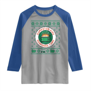 Funny Dumpster Fire Response Team Raglan Shirt Office Party Holiday Chaos Humor TS02 Sport Gray Royal Print Your Wear