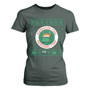 Funny Dumpster Fire Response Team T Shirt For Women Office Party Holiday Chaos Humor TS02 Dark Forest Green Print Your Wear