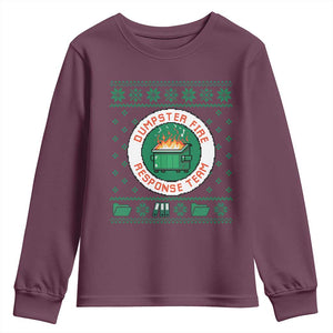 Funny Dumpster Fire Response Team Youth Sweatshirt Office Party Holiday Chaos Humor TS02 Maroon Print Your Wear