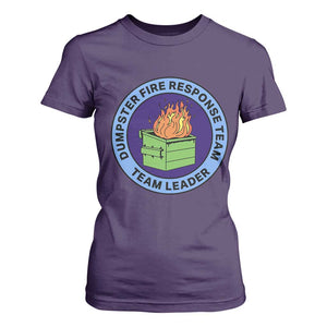 Dumpster Fire Response Team Leader Badge T Shirt For Women Funny Office Chaos Holiday Gag Gift TS02 Purple Print Your Wear