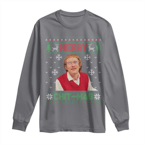 Funny Chit Christmas Merry Chit-Mas Long Sleeve Shirt Retro Holiday Humor TS02 Charcoal Print Your Wear