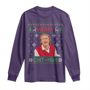 Funny Chit Christmas Merry Chit-Mas Long Sleeve Shirt Retro Holiday Humor TS02 Purple Print Your Wear