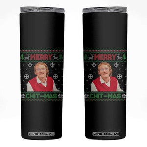 Funny Chit Christmas Merry Chit-Mas Skinny Tumbler Retro Holiday Humor TS02 Black Print Your Wear