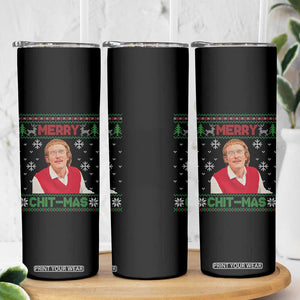Funny Chit Christmas Merry Chit-Mas Skinny Tumbler Retro Holiday Humor TS02 Print Your Wear