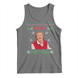 Funny Chit Christmas Merry Chit-Mas Tank Top Retro Holiday Humor TS02 Black Heather Print Your Wear