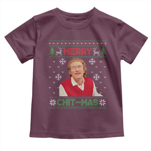 Funny Chit Christmas Merry Chit-Mas Toddler T Shirt Retro Holiday Humor TS02 Maroon Print Your Wear