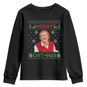 Funny Chit Christmas Merry Chit-Mas Youth Sweatshirt Retro Holiday Humor TS02 Black Print Your Wear