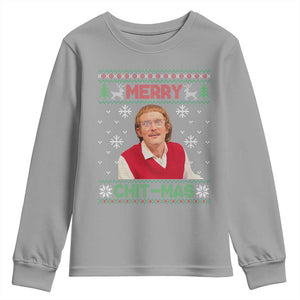 Funny Chit Christmas Merry Chit-Mas Youth Sweatshirt Retro Holiday Humor TS02 Sport Gray Print Your Wear