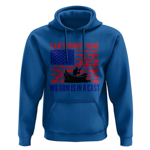 Funny Fishing Hoodie I Can't Work Today My Arm Is In A Cast Fisherman US Flag TS02 Royal Blue Print Your Wear