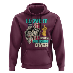 Funny Fishing Hoodie I Love It When She Bends Over Fisherman Fishing Rod TS02 Maroon Print Your Wear