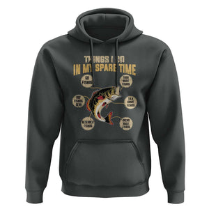 Funny Bass Fishing Hoodie Things I Do In My Spare Time Bass Fish TS02 Dark Heather Print Your Wear