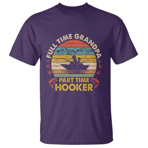Funny Fishing Grandpa T Shirt Full Time Grandpa Part Time Hooker Retro Sunset TS02 Purple Print Your Wear
