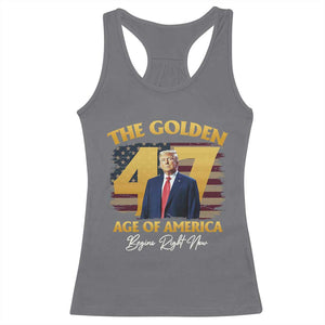 Trump 2025 Racerback Tank Top The Golden Age Of America Begins Right Now USA Flag TS02 Charcoal Print Your Wear