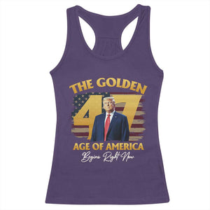 Trump 2025 Racerback Tank Top The Golden Age Of America Begins Right Now USA Flag TS02 Purple Print Your Wear
