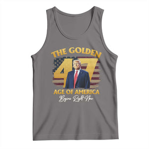 Trump 2025 Tank Top The Golden Age Of America Begins Right Now USA Flag TS02 Deep Heather Print Your Wear