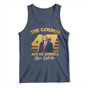 Trump 2025 Tank Top The Golden Age Of America Begins Right Now USA Flag TS02 Navy Print Your Wear