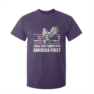 Trump 2025 T Shirt For Kid I Will Very Simply Put America First 47Th President TS02 Purple Print Your Wear
