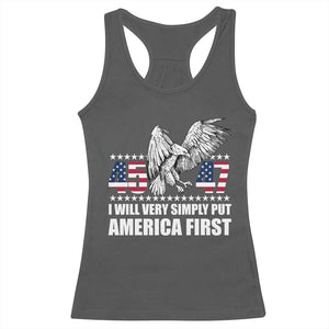 Trump 2025 Racerback Tank Top I Will Very Simply Put America First 47Th President TS02 Dark Heather Print Your Wear