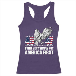 Trump 2025 Racerback Tank Top I Will Very Simply Put America First 47Th President TS02 Purple Print Your Wear