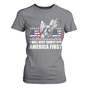 Trump 2025 T Shirt For Women I Will Very Simply Put America First 47Th President TS02 Charcoal Print Your Wear