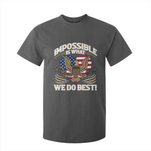 Trump 2025 T Shirt For Kid Impossible Is What We Do Best Eagle 47th President Inauguration TS02 Dark Heather Print Your Wear
