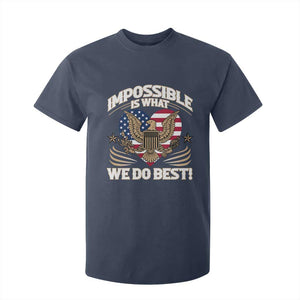Trump 2025 T Shirt For Kid Impossible Is What We Do Best Eagle 47th President Inauguration TS02 Navy Print Your Wear