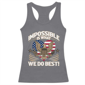 Trump 2025 Racerback Tank Top Impossible Is What We Do Best Eagle 47th President Inauguration TS02 Charcoal Print Your Wear