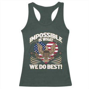 Trump 2025 Racerback Tank Top Impossible Is What We Do Best Eagle 47th President Inauguration TS02 Dark Forest Green Print Your Wear
