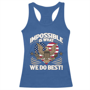 Trump 2025 Racerback Tank Top Impossible Is What We Do Best Eagle 47th President Inauguration TS02 Royal Blue Print Your Wear