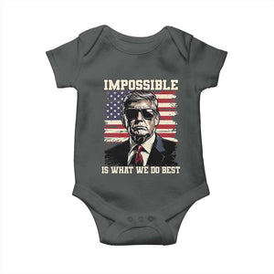 Trump 2025 Baby Onesie Impossible Is What We Do Best Inauguration TS02 Dark Heather Print Your Wear