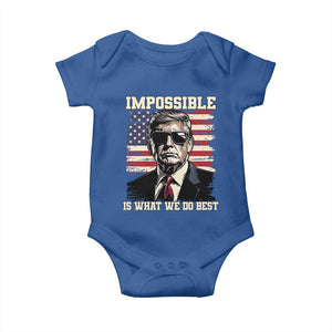 Trump 2025 Baby Onesie Impossible Is What We Do Best Inauguration TS02 Royal Blue Print Your Wear