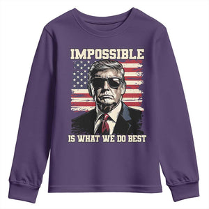 Trump 2025 Youth Sweatshirt Impossible Is What We Do Best Inauguration TS02 Purple Print Your Wear