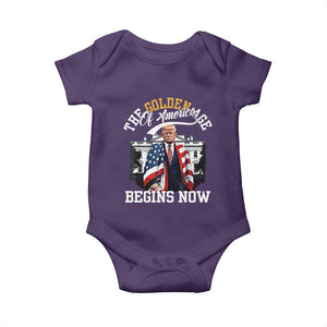 Trump 2025 Baby Onesie The Golden Age Of America Begins Right Now 47th President TS02 Purple Print Your Wear