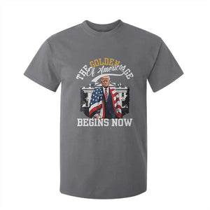 Trump 2025 T Shirt For Kid The Golden Age Of America Begins Right Now 47th President TS02 Charcoal Print Your Wear
