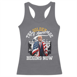 Trump 2025 Racerback Tank Top The Golden Age Of America Begins Right Now 47th President TS02 Charcoal Print Your Wear